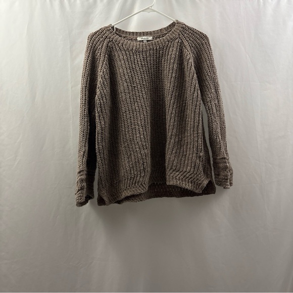 Madewell Sweater Womens Size Medium Cable Knit Cropped Crewneck Taupe - Picture 2 of 9